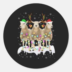 Sticker Rond Noël de Sheep Reindeer Père Noël avec des Noël lud