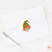 Sticker Rond Noël de sourire Elf (Enveloppe)