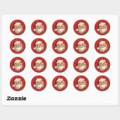 Sticker Rond Noël de style rétro Holly Jolly Santa Claus (Feuille)