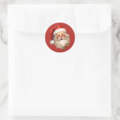 Sticker Rond Noël de style rétro Holly Jolly Santa Claus (Sac)