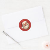 Sticker Rond Noël de style rétro Holly Jolly Santa Claus (Enveloppe)