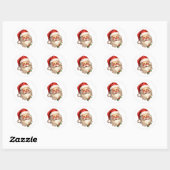 Sticker Rond Noël de style rétro Holly Jolly Santa Claus (Feuille)