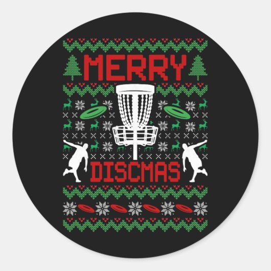 Sticker Rond Noël démodé drôle de golf à disque laid (Devant)