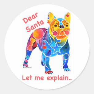 Sticker Rond Noël des Bulldog français