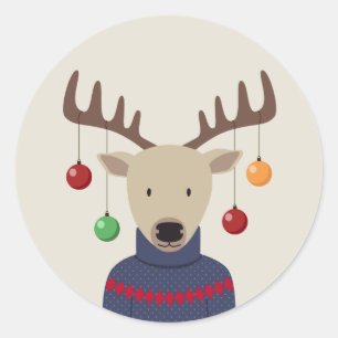 Sticker Rond Noël des cerfs
