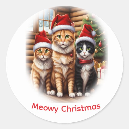 Sticker Rond Noël des chatons mignons (Devant)