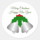Sticker Rond Noël des cloches couleur argent (Devant)