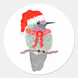 Sticker Rond Noël des colibris