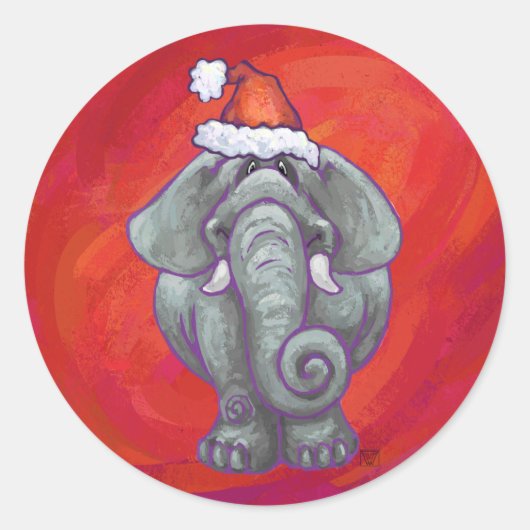 Sticker Rond Noël des éléphants en rouge (Devant)