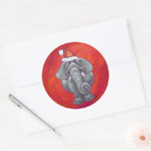 Sticker Rond Noël des éléphants en rouge (Enveloppe)