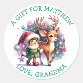 Sticker Rond Noël des elfes et des rennes (Devant)