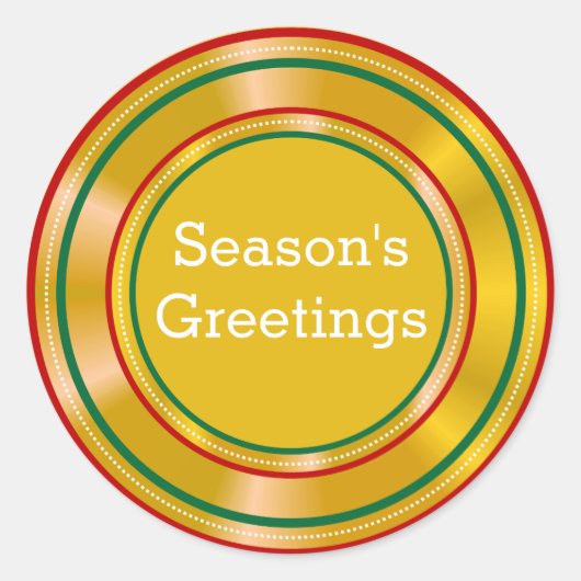 Sticker Rond Noël des Joyeuses Fêtes Gold Foil (Devant)