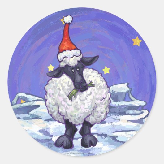 Sticker Rond Noël des moutons (Devant)