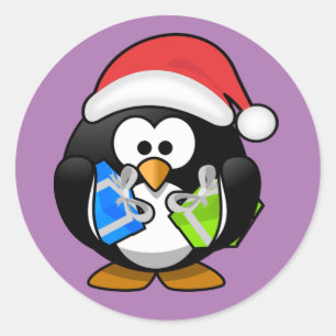 Sticker Rond Noël des pingouins