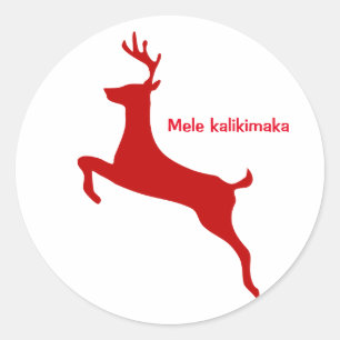 Sticker Rond Noël des rennes de Mele Kalikimaka