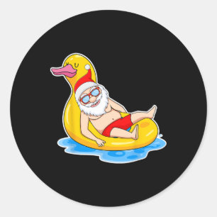 Sticker Rond Noël d'été en juillet Santa tropical sur le su de