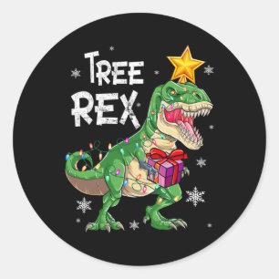 Sticker Rond Noël Dinosaure Arbre Rex Pajamas Hommes Garçons En