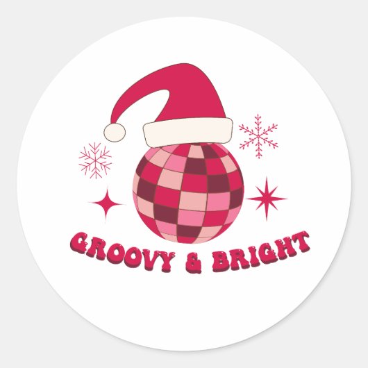 Sticker Rond Noël Disco super et lumineux (Devant)