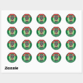 Sticker Rond Noël Doberman (Feuille)