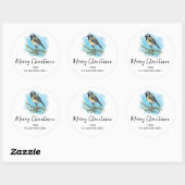 Sticker Rond Noël d'oiseaux forestiers personnalisés (Feuille)