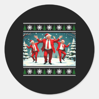 Sticker Rond Noël Donald Trump Président 2024 Dancing Funn