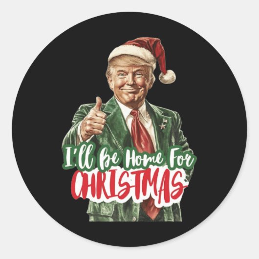 Sticker Rond Noël Donald Trump Président 2024 Dancing Funn (Devant)