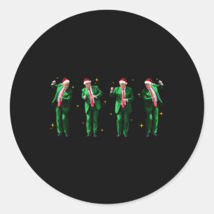 Sticker Rond Noël Donald Trump Président 2024 Dancing Funn