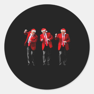 Sticker Rond Noël Donald Trump Président 2024 Danse Drôle