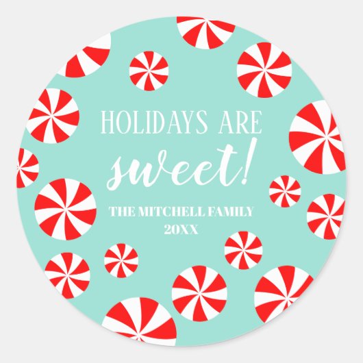 Sticker Rond Noël doux | Pepperment Candy Holiday (Devant)