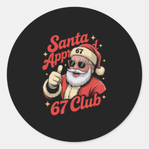 Sticker Rond Noël drôle 67 Père Noël - Rétro Père Noël Approuvé