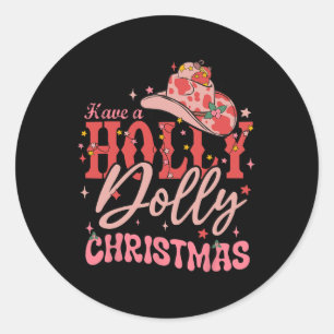 Sticker Rond Noël Drôle Avoir Un Vraiment Noël Jolly Cowgi