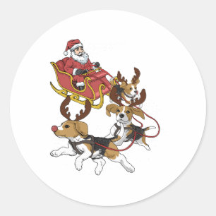 Sticker Rond Noël drôle de Beagle pour les amateurs de chiens m