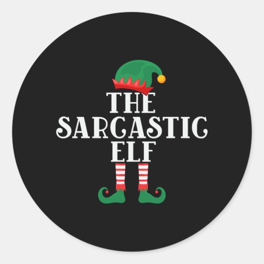 Sticker Rond Noël drôle de l'Elfe Sarcastique (Devant)