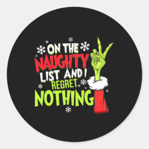 Sticker Rond Noël drôle sur la liste des vilains et je regrette