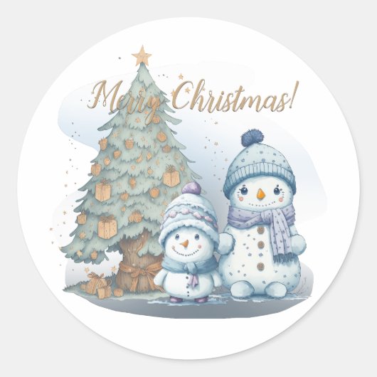 Sticker Rond Noël du brun des neiges (Devant)