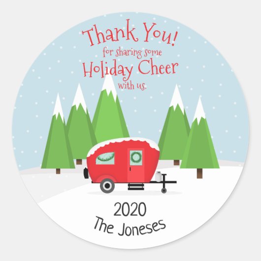 Sticker Rond Noël du Camper Retro (Devant)