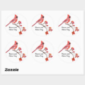 Sticker Rond Noël du Cardinal Rouge Céleste et Naturel Chantent (Feuille)