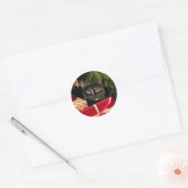 Sticker Rond Noël du chat Toristeshell (Enveloppe)
