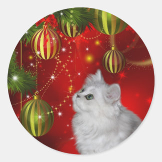 Sticker Rond Noël du chaton perse