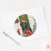 Sticker Rond Noël du chien Dachshund (Enveloppe)