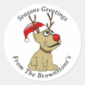 Sticker Rond Noël du chien des rennes (Devant)