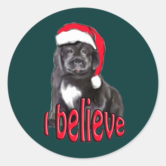 Sticker Rond Noël du chiot nouveau (Devant)