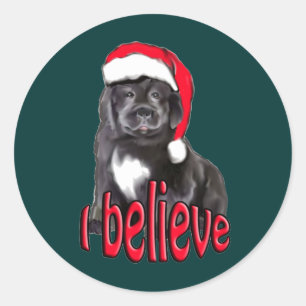 Sticker Rond Noël du chiot nouveau