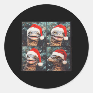 Sticker Rond Noël du Dragon de Komodo