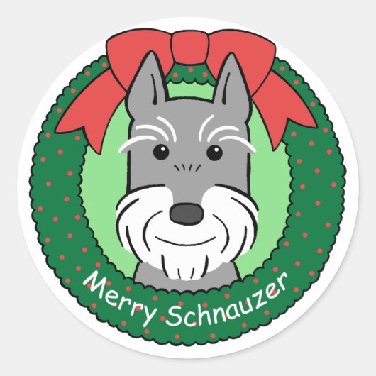 Sticker Rond Noël du géant Schnauzer (Devant)