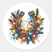 Sticker Rond Noël du Pays et de l'Ouest Rustique (Devant)