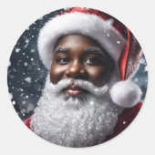 Sticker Rond Noël du Père Noël afro-américain (Devant)