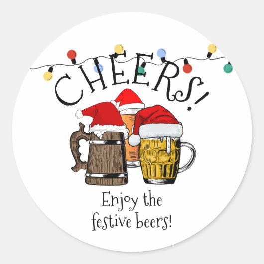 Sticker Rond Noël du Père Noël de la bière (Devant)