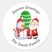 Sticker Rond Noël du Père Noël et du Snowman (Devant)