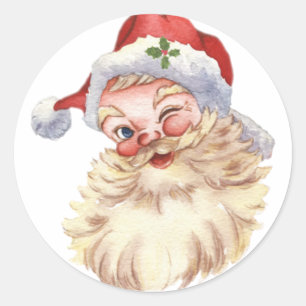 Sticker Rond Noël du Père Noël vintage